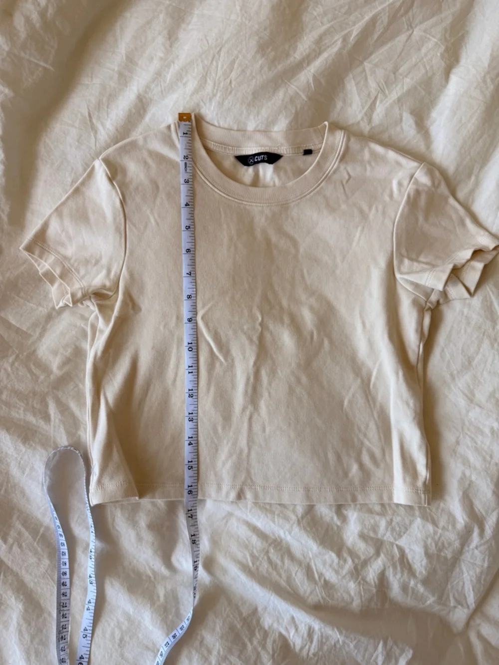 Cuts Clothing Cropped Tee in Soft Cream - Picture 3 of 6